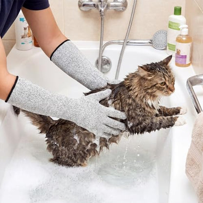 Pet Handling Gloves Cut Resistant Garden Sleeves 15.5” Extra-Long Cat Grooming Arm Sleeve Anti-Scratch Bite Resistant Protective Sleeves Arm Guards for Men Women Gardening Cutting Pet Grooming (1pair)