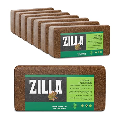 Zilla Coconut Husk Brick 8 Count, Organic Bedding for Reptiles, Made with 100% Coconut Fiber, Ideal for Tropical Habitats and Egg Incubation - size: 8 Count