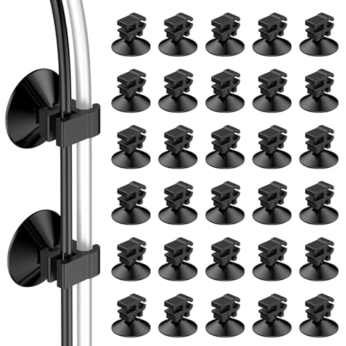 Pawfly 30 Pack Aquarium Suction Cups, Fish Tank Suction Cup Clips for Standard 3/16" ID Airline Tubing, Wire & Power Cord, Small Fish Hose Holder, Air Pump Accessories, Black
