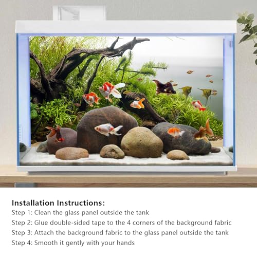 YongFoto Fish Tank Background 24x12 inch Aquarium Background River Bed Waterweeds Moss Lake Aquatic Plant Undersea Tree Branch Backdrop Reptile Habitat Terrarium Background - color: Green-6, size: 24x12in/60x30cm