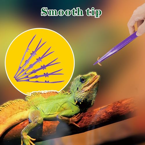 5-Pack Reptile Feeding Tongs Set - Hygienic Anti-Slip Purple Tweezers for Bearded Dragons, Lizards, Snakes, Aquariums & Small Animals(Five Colors to Choose from) - color: Purple