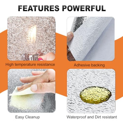 Adhesive Backed Aluminized exhaust heat shield 16'' X 47'' for wall behind grill 2000 Degrees High Temp Protection Material Thermal Barrier Blanket Mat - size: 16'' X 47''