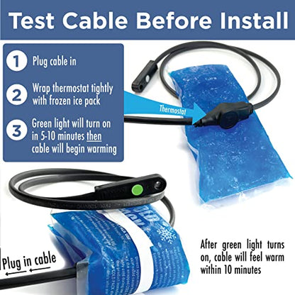 Intelligent Heat Tape for Water Pipe Freeze Protection - with GlowCap™, Built-in Thermostat, Tape Included, 10-yr Warranty, Heavy-Duty, Self-Regulating, 120V (18 Ft) - style: 18 Feet