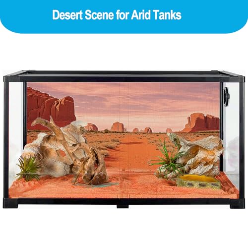 3 Pcs Reptile Tank Background, Bearded Dragon Tank Accessories, 36x18 inches 40 Gallon Polyester Terrarium Background Décor for Leopard Gecko, Crested Gecko, Turtle, Bearded Dragon