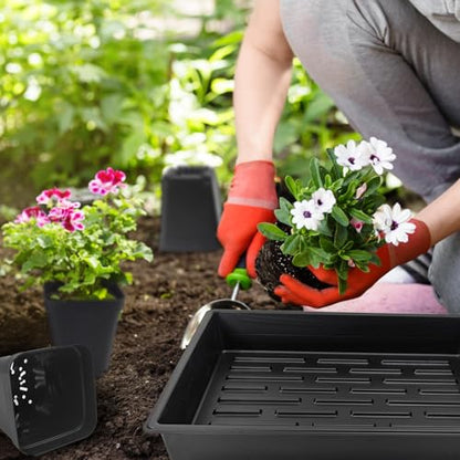 RooTrimmer 3.5 inch (9CM) Square Nursery Pots 60pcs, Sturdy Seedlings Trays 5 Pcs, Seeds Starter Germination Tray, Microgreenings Planter Nursery Propagation 5 Sets - size: 3.5" Pots-60P + 16.2" x 13.2" x 2.6" Trays-5P