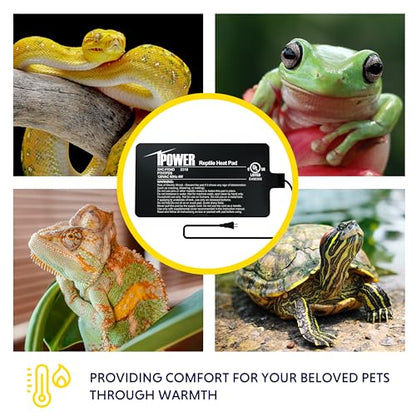 iPower 4 by 7-Inch 4W Reptile Heat Mat, LCD Digital Aquarium Thermometer, Under Tank Warmer Terrarium Heat Pad for Turtles Lizards Frogs and Other Small Animals, Multi Sizes - size: 4 X 7 Inch, style: Pad + Thermometer
