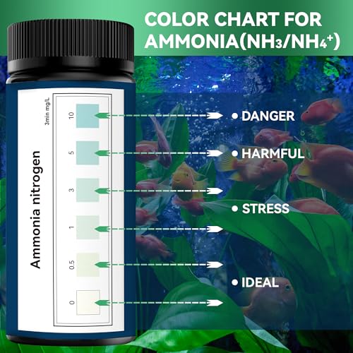 DIPSTIK Ammonia Test Strips for Fish Tank,Feshwater & Saltwater (50ct) | Ammonia Aquarium Water Test Kit - color: Ammonia