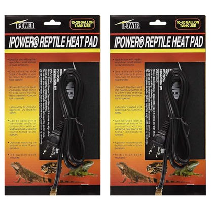 iPower 6x8 Inch Reptile Heat Pad Under Tank Heater, Energy-Efficient & Waterproof Design Terrarium Warmer Mat for Turtles, Lizards, Snakes, 2 Pack - size: 6 X 8 Inch, style: 2 Pack Heat Pad