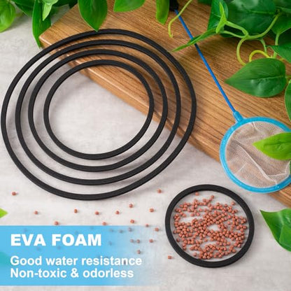 10pcs Fish Feeding Rings Set, 5 Sizes Floating Aquarium Plant Corral | Round Fish Tank Aquarium Accessories for Betta, Goldfish, Turtle (Black)