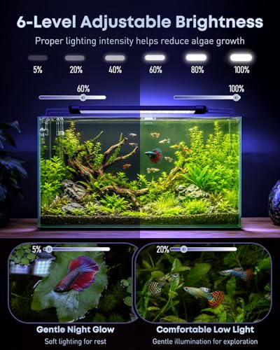 Pawfly 11W Aquarium LED Light for 12 to 18 Inch Fish Tanks Extendable Fish Tank Light with Full Spectrum Brilliant White Blue Red Lights with Daytime & Night Modes and Adjustable Brightness - color: Basic, size: 12"-18"