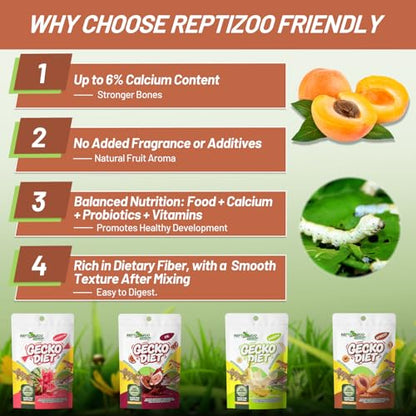 Crested Gecko Food, Fruit Mix Apricot Complete Diet Gecko Food 2oz