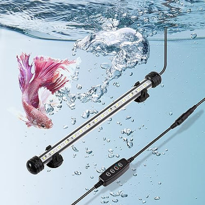 DaToo 6W 11inch Submersible Aquarium Light Underwater Fish Tank Light LED Aquarium Light Bar with Timer Auto On/Off and Dimmer Adjustable Brightness, 1 Yr Warranty - size: 6W 11inch (With Timer&Dimmer)