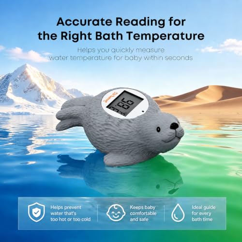 Doli Yearning Baby Bath Thermometer Baby Safety Water Thermometer for Kids | ±1℉ Accuracy; Long Battery Life; BPA-Free; Rapid Response - color: Grey