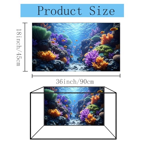 3 Pack Aquarium Background 36x18 inches Fabric Aquarium Background Fish Tank Undersea Corals Sunshines Rock Aquatic Plants - size: 36X18inch