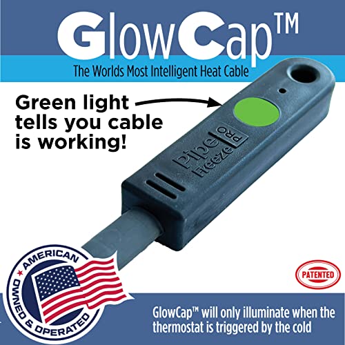 Intelligent Heat Tape for Water Pipe Freeze Protection - with GlowCap™, Built-in Thermostat, Tape Included, 10-yr Warranty, Heavy-Duty, Self-Regulating, 120V (18 Ft) - style: 18 Feet