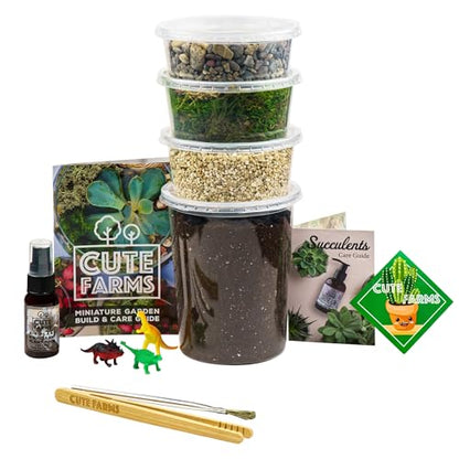 Terrarium Starter Kit | Moss, Vermiculite, Soil, Pebbles, Plant Food, Finishing Tools, Build and Care Guide | DIY Succulent Terrarium for Adults and Kids (Large) - size: Large Kit