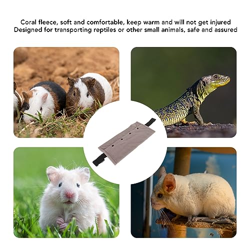 Soft Reptile Sling Carrier with Adjustable Strap, Warm Bearded Dragon Pouch for Lizard, Leopard Gecko, Hamster, Small Animals - color: Grey