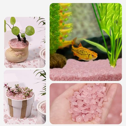 Rose Quartz & Clear Quartz Crystal Chips 1lb (1200+ Pcs)-5-8mm Love & Clarity Mix, Healing Stones for Plants, Aquarium, Crafts, DIY & Gifts - color: Rose Quartz & Clear Quartz, size: 1LB