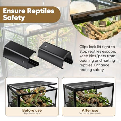 ETZ Reptile Terrarium Covers Heavy Duty Screen Clips 6 Pack for 5-29 Gallons, Aquarium Lid Clip, Reptile Tank Clips to Hold Screen for Prevent Reptiles from Escaping the Terrarium