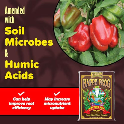 FoxFarm Happy Frog Potting Soil, 2cu ft (Pack of 10) - for Indoor/Outdoor Container Plants - Contains Mycorrhizae and Humic Acids - size: 2 Cu Ft (10 Pack)