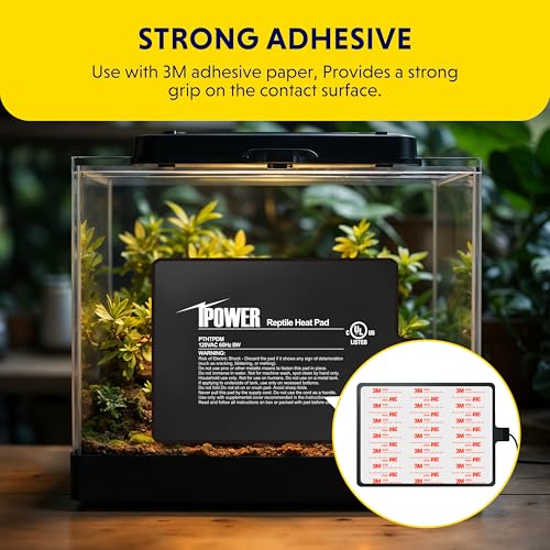 iPower 6x8 Inch Reptile Heating Pad, Under Tank Heater Terrarium Warmer Heat Mat for Turtles, Lizards, Frogs, Snakes, Safe & Energy-Efficient - color: Black/Heat Pad, size: 6" x 8"