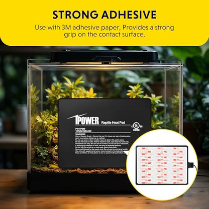 iPower 6x8 Inch Reptile Heating Pad, Under Tank Heater Terrarium Warmer Heat Mat for Turtles, Lizards, Frogs, Snakes, Safe & Energy-Efficient - color: Black/Heat Pad, size: 6" x 8"