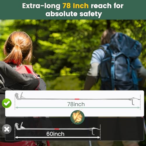 78 Inch Folding Snake Grabber Tool Extra Long Snake Tongs for Extra Safety Snake Grabber is Made of Stainless Steel for Corrosion Resistance High Load Capacity Easy to Clean and Maintain