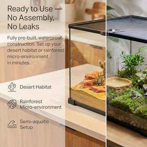 Small Glass Reptile Enclosure: 8x8x6 Full View Tarantula Enclosure | Lockable Sliding Screen Top Glass Terrarium - Insects Breeding Box Small Amphibians Cage for Leopard Gecko Hermit Crab - color: Glass, size: 8x8x6