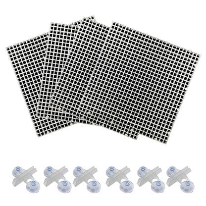 4pcs Aquarium Lid Hood Fish Tank Top Cover Terrarium Lid Plastic Grid Panel Egg Crate Grate with 6 Aquarium Glass Cover Board Clip Fish Tank Lid Anti-Jumping Net Cover (Clear,11.6*11.6inch) - color: Clear