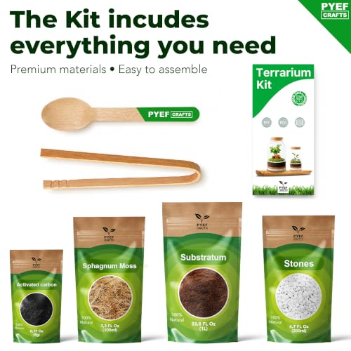Terrarium Kit, Succulents & Indoor Plants Set DIY | Starter Pack for Any Plant – Build Your Own Ecosystem – Supplies for 64 fl oz Jar or Pot – (Jar & Plants Not Included)