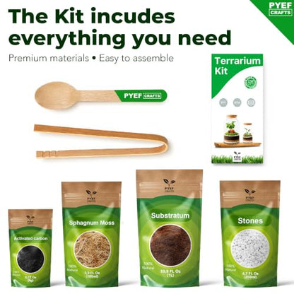 Terrarium Kit, Succulents & Indoor Plants Set DIY | Starter Pack for Any Plant – Build Your Own Ecosystem – Supplies for 64 fl oz Jar or Pot – (Jar & Plants Not Included)