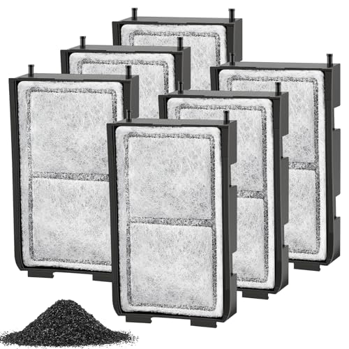 AQQA Aquarium Filter Replacement Cartridges 6 Pack for AQ216, Fish Tank Filter Media with Sponge & Activated Carbon, Easy Replace Filter Box for Crystal Clear Water, Odor Removal - size: 6 PCS Cartridges