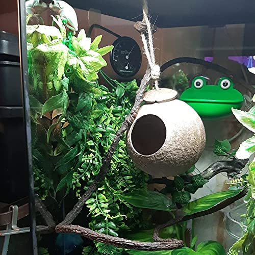 Crested Gecko Coconut Hide Natural Lizard Coco Hut Reptile Hanging Nest Flexible Vine Habitat Decoration Bearded Dragon Terrarium Accessories for Chameleon Tree Frog Snake Hermit Crab - style: 【Style A】