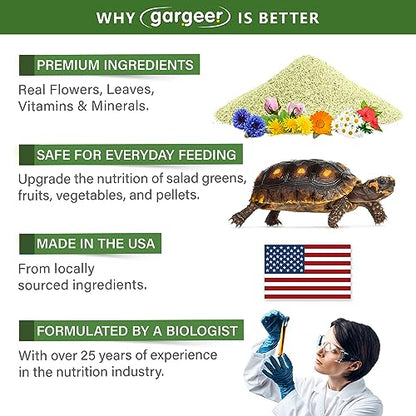 Gargeer 2oz Forest Tortoise Salad Topper. Enhanced Appetite, USA Made | Black soldier fly larvae, dried fig & floral topper! Boosts forest tortoise appetite with protein, fiber & vitamins - size: 2 Ounce (Pack of 1)