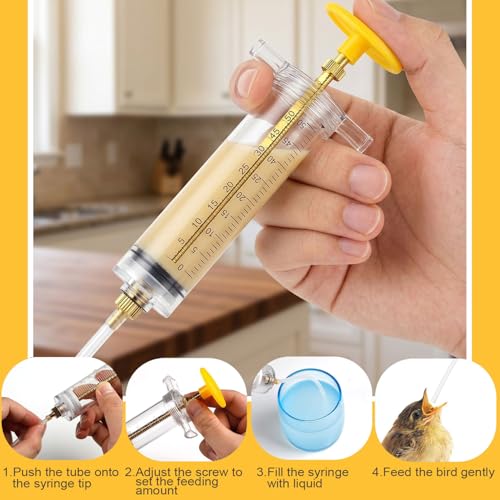 10 Pcs Bird Feeding Syringe Set, Bird Feeding Syringe,1.7 fl oz (50 mL) Hand Feeding Syringe for Birds, Parrot Syringe Feeder with Feeding Tubes & Spoon for Cockatiels, Parakeets & Budgies