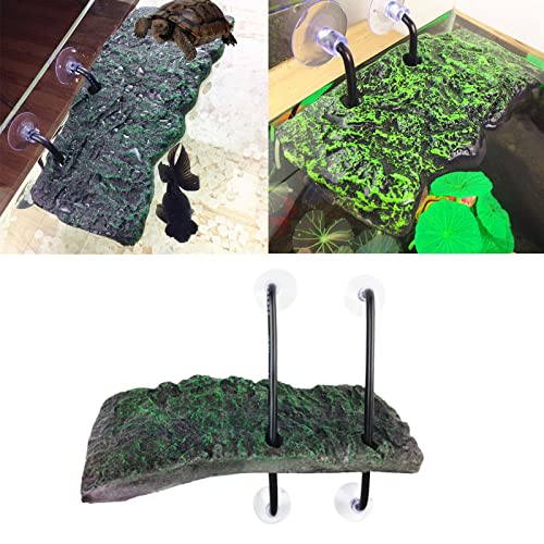 Floating for Turtle Basking Platform with Suction Cups Resin Island Dock for Aquatic Turtles Climbing Height Adjustable