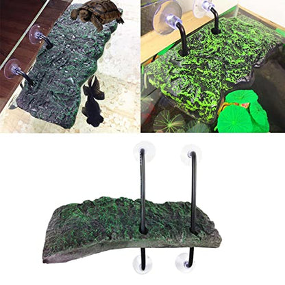 Floating for Turtle Basking Platform with Suction Cups Resin Island Dock for Aquatic Turtles Climbing Height Adjustable