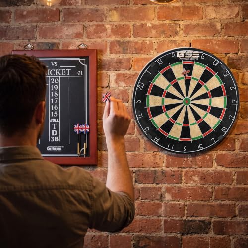 GSE Chalk Dart Scoreboard for Dartboard Cricket & 01 Games | Solid Pine Wood, 6 Dart Storage Holes, Easy Writing & Erasing, Chalk, Wipe, Wall Mount Hardware Included, Standard/ Large - style: Large