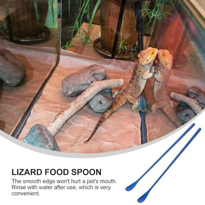 POPETPOP Desert Spoon Reptile Food Scoop for Mixing Fruit Paste Reptile Spoon Set - color: As Shown