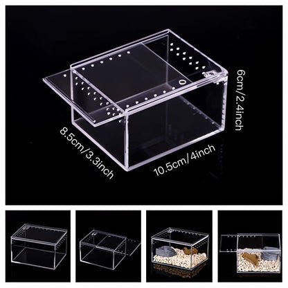 Insect breeding Box Reptile Feeding Box, Waterproof Enclosure Enclosure for arboreal Tarantula Scorpion Sling Lizards Snake Gecko Jumping Spider Snail Isopods (3.9 * 3.3 * 2.3inch)