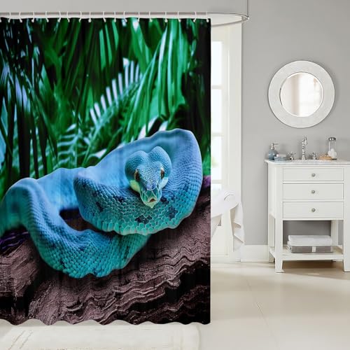 Feelyou Snake Waterproof Shower Curtains Wildlife Decor Curtains with Hooks 3D Snake Print Fabric Bathroom Shower Curtain Wild Animal Home Decorative Curtain 72 x 72 Inches - color: Multi 22, size: 72"W x 72"L (Pack of 1)