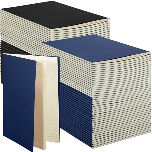 100 Pcs Journals Notebooks Bulk - Kraft Softcover A5 Small Notebooks 5.5 Inch x 8.3 Inch Notepads with 60 Page 30 Sheet for Writing Sketch Travel Office Supplies(Black, Navy,Lined) - color: Black, Navy, style: Lined