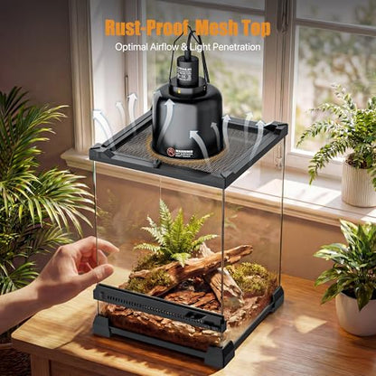 3 Gallon Fully Assembled Glass Reptile Enclosure, 8"x 8" x 12" | Tall Vertical Front-Opening Small Terrarium Tank for Hatchling & Juvenile Arboreal Reptiles & Amphibians - size: 8"Lx8"Wx12"H
