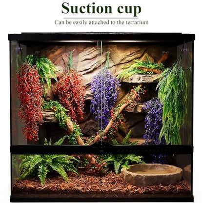 8 Pack Reptile Plants Terrarium Hanging Plant Vine Boston Climbing Terrarium Plant with Suction Cup for Bearded Dragons Lizard Crested Gecko Snake Crab Tank(Tri Color Series,3 Colors) - style: Tri Color Series