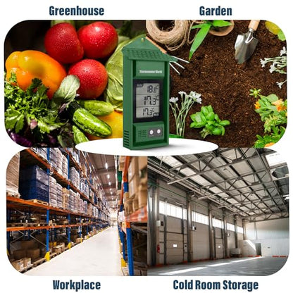 Digital Max Min Thermometer - Monitor Max and Min Temperatures | Handy Greenhouse Thermometer Garden Accessories Easily Wall Mounted Maximum Minimum
