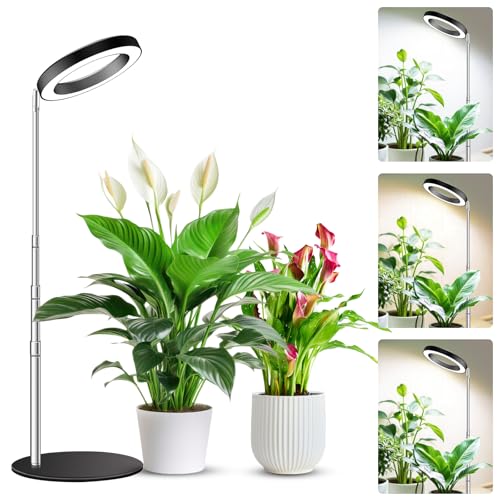 Kullsinss 6.3in Plant Lights for Indoor Growing, 80 LEDs Full Spectrum | Black Desk Plant Light with 2 Mounting Options, 6/12/16H Timer & 5 Dimmable Levels, 37in Height Adjustable Plant Growing Lamp - color: Black-6.3in, size: 1 Pack