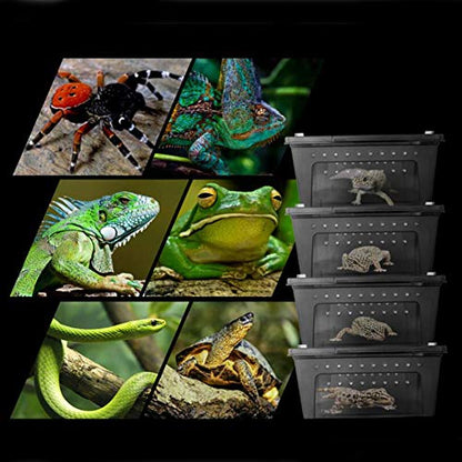 OMEM Portable Reptile Terrarium Habitat for Mini Pet Houses Breathable Holes Stackable Container (2PCS-Black-M) - size: 2PCS-Black-M