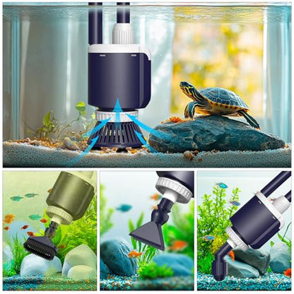 AQQA Fish Tank Cleaner,DC34W/600GPH Adjustable Flow Aquarium Gravel Vacuum | Multi-Filtration Purifies Water Electric Cleaning Kit for Water Change Water Circulation Wash Sand Gravel 110V-240V