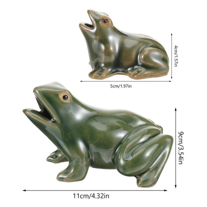 Ceramic Frog Spitters, 2 Sizes, 2 Pack | Pond Spitter Ornaments, Open-Mouth Ceramic Design, Adds Water-Feature Character, for Ponds, Fountains, and Bonsai