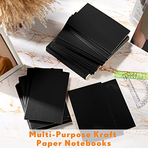 100 Pcs Journals Notebooks Bulk - Kraft Softcover A5 Small Notebooks 5.5 Inch x 8.3 Inch Notepads with 60 Page 30 Sheet for Writing Sketch Travel Office Supplies(Black,Unlined) - color: Black, style: Unlined